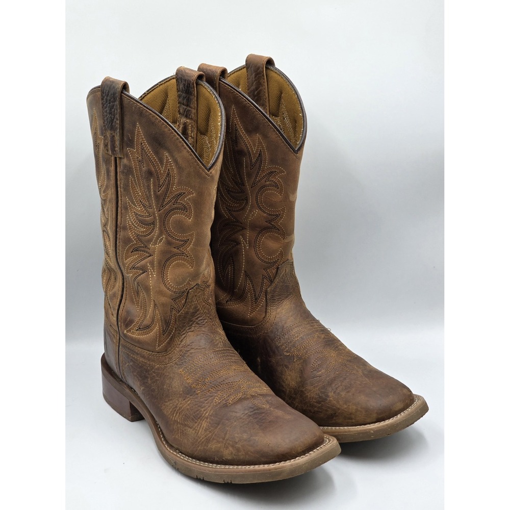 Laredo 7835 Durant Men's 7.5D Brown Leather Square Toe Western Cowboy Boots